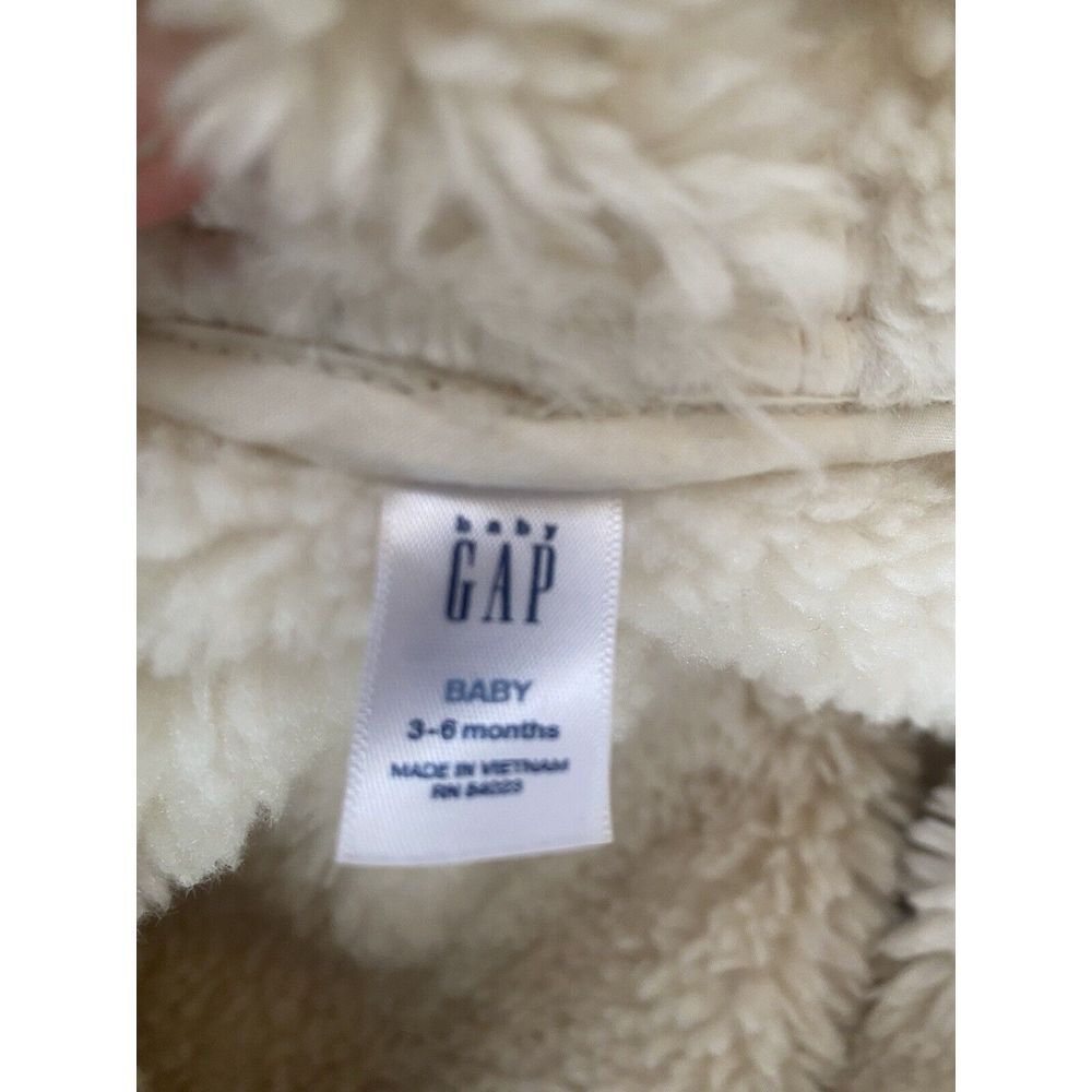Baby Gap Faux Suede One Piece Bear Ears Button Sz 3-6 Months EUC‎ Bunting Sherpa - Picture 6 of 8